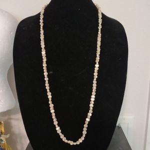 Light Cream Opaque Faux Pearls Bead Strand Necklace 36"L